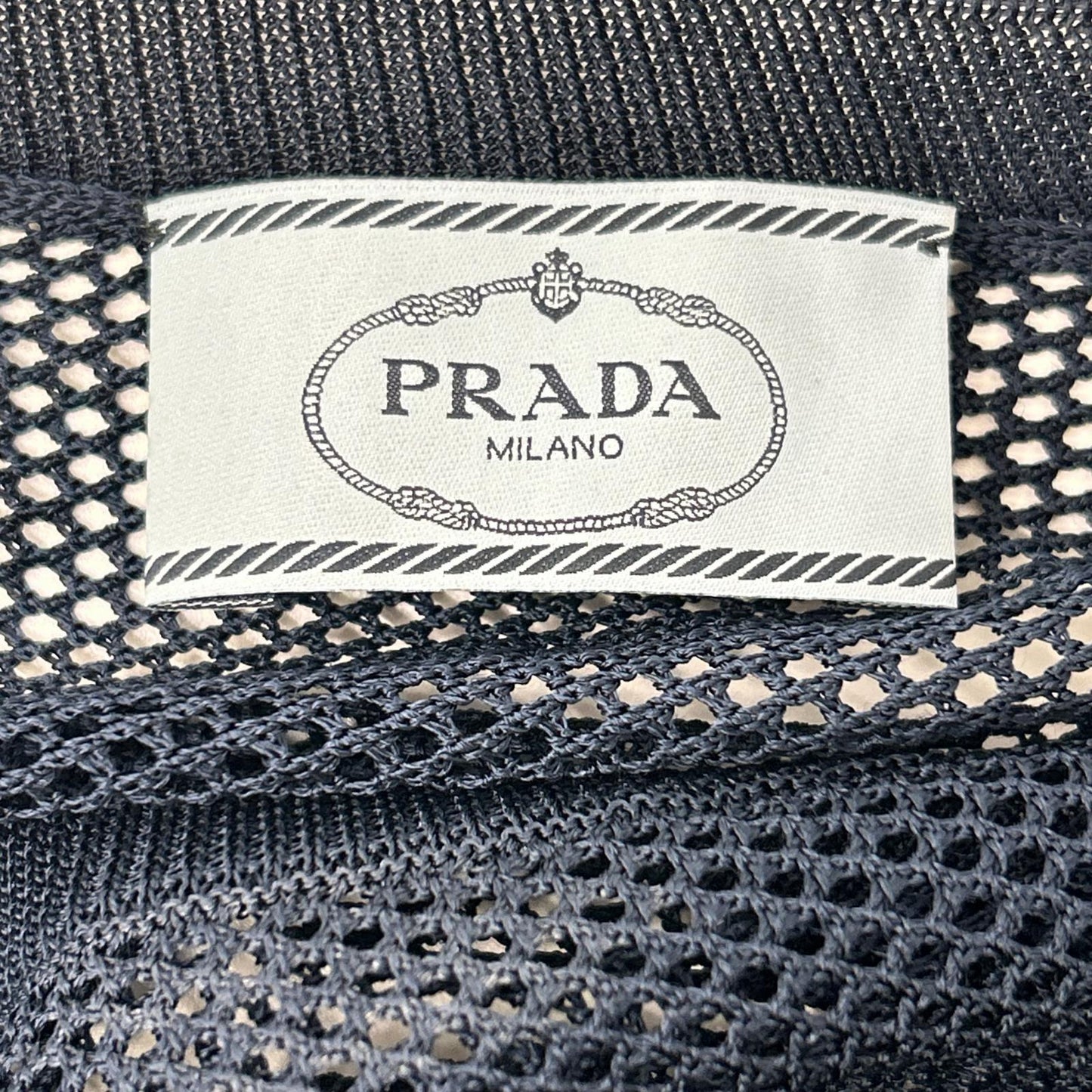 PRADA プラダ P24U49 ネイビー メッシュデザイン カットソー トップス