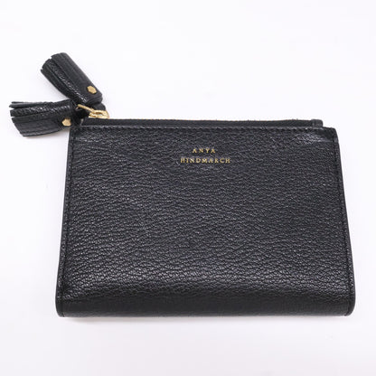 Anya Hindmarch アニヤ ハインドマーチ 【美品】5050925192279 Peeping Eyes スモール ダブルジップ ウォレット Shiny Capra in Black 二つ折り財布（小銭入れあり）
