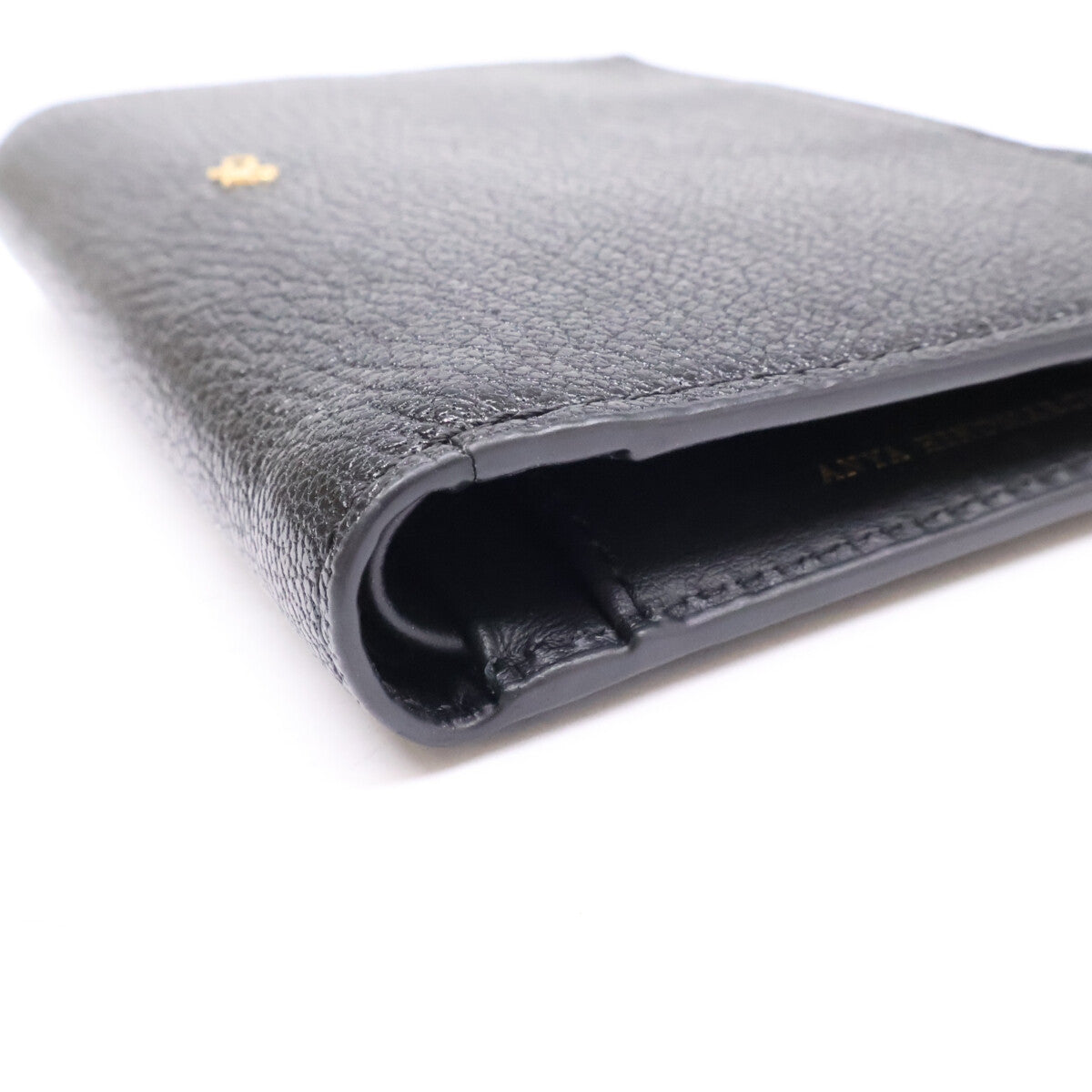 Anya Hindmarch アニヤ ハインドマーチ 【美品】5050925192279 Peeping Eyes スモール ダブルジップ ウォレット Shiny Capra in Black 二つ折り財布（小銭入れあり）