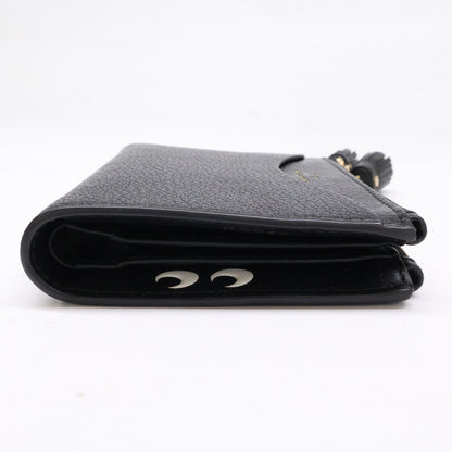Anya Hindmarch アニヤ ハインドマーチ 【美品】5050925192279 Peeping Eyes スモール ダブルジップ ウォレット Shiny Capra in Black 二つ折り財布（小銭入れあり）