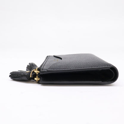 Anya Hindmarch アニヤ ハインドマーチ 【美品】5050925192279 Peeping Eyes スモール ダブルジップ ウォレット Shiny Capra in Black 二つ折り財布（小銭入れあり）