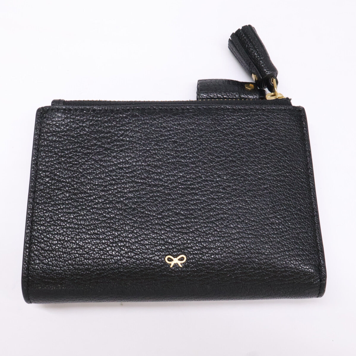 Anya Hindmarch アニヤ ハインドマーチ 【美品】5050925192279 Peeping Eyes スモール ダブルジップ ウォレット Shiny Capra in Black 二つ折り財布（小銭入れあり）