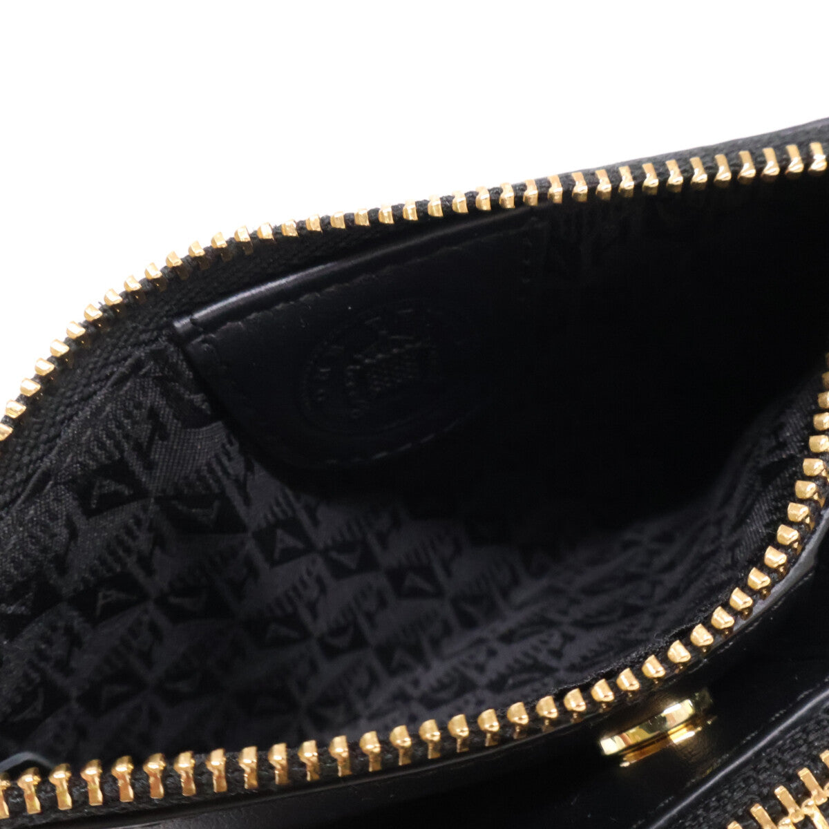 Anya Hindmarch アニヤ ハインドマーチ 【美品】5050925192279 Peeping Eyes スモール ダブルジップ ウォレット Shiny Capra in Black 二つ折り財布（小銭入れあり）