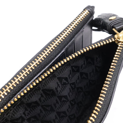 Anya Hindmarch アニヤ ハインドマーチ 【美品】5050925192279 Peeping Eyes スモール ダブルジップ ウォレット Shiny Capra in Black 二つ折り財布（小銭入れあり）