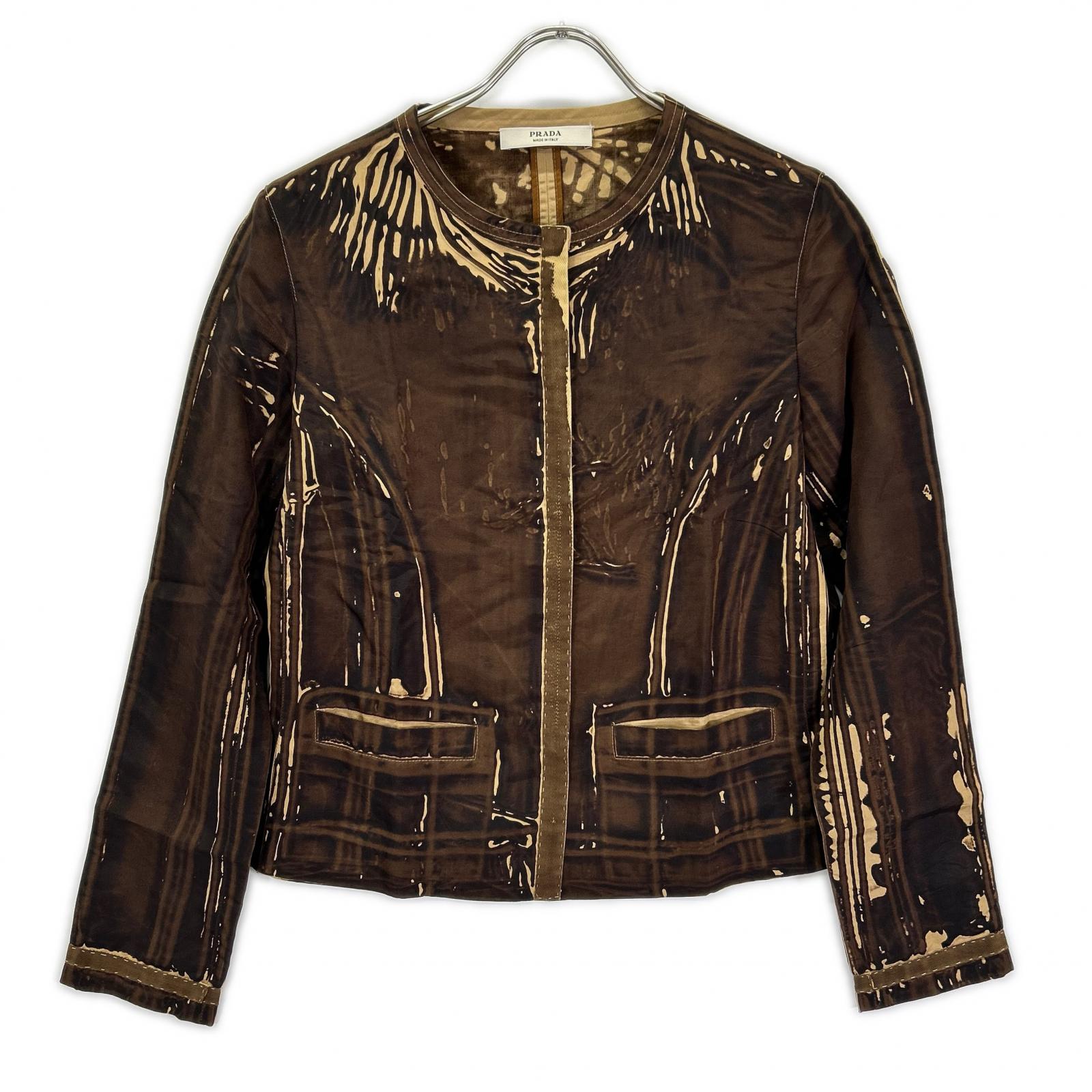 PRADA プラダ 2005SS プリント シルク ノーカラージャケット ジャケット