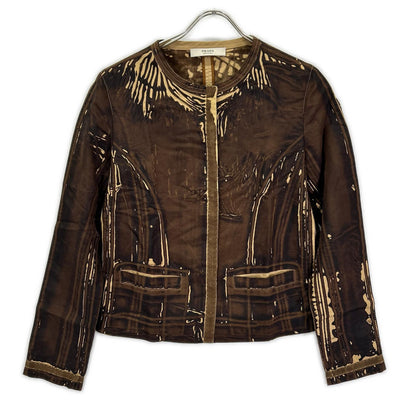 PRADA プラダ 2005SS プリント シルク ノーカラージャケット ジャケット