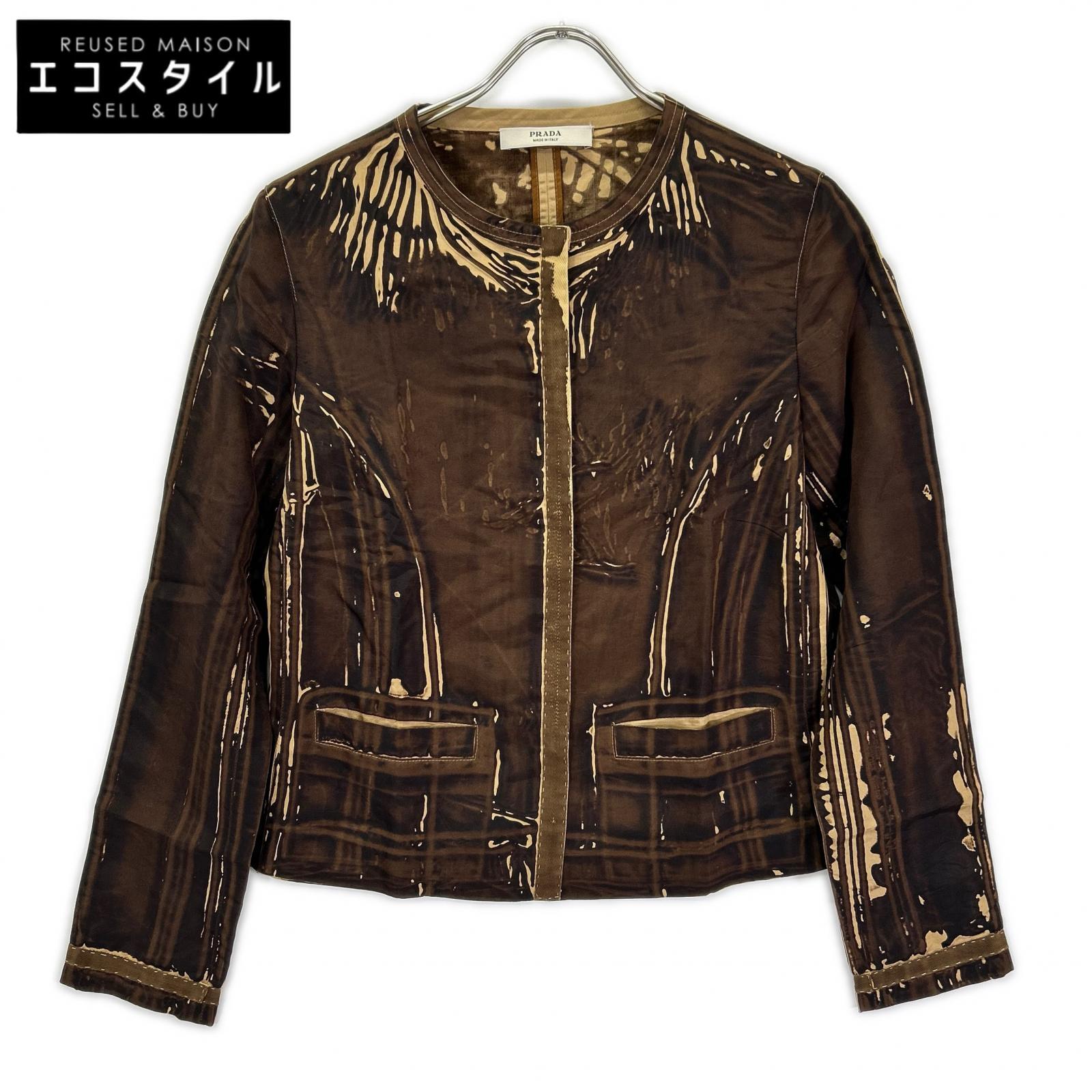 PRADA プラダ 2005SS プリント シルク ノーカラージャケット ジャケット