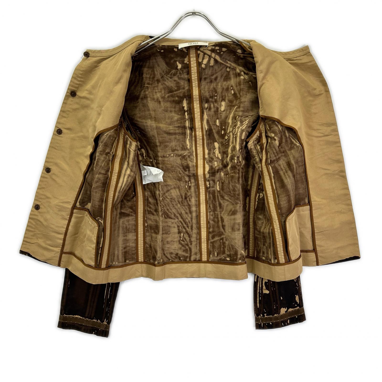 PRADA プラダ 2005SS プリント シルク ノーカラージャケット ジャケット