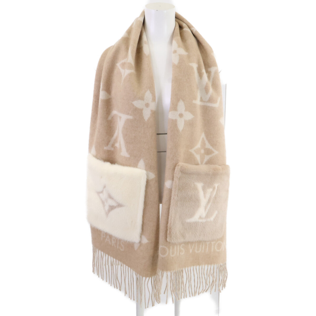 LOUIS VUITTON ルイヴィトン 新品同様 M74354 カシミヤ ミンク エシャルプ コールド レイキャビック マフラー