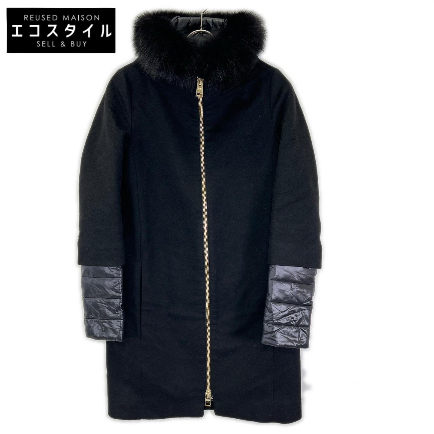 HERNO ヘルノ 37722-34370-3 カシミア ファー インナー ベスト付き ロングコート コート