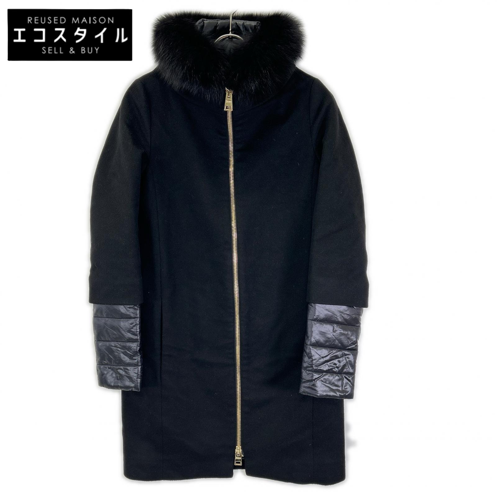 HERNO ヘルノ 37722-34370-3 カシミア ファー インナー ベスト付き ロングコート コート
