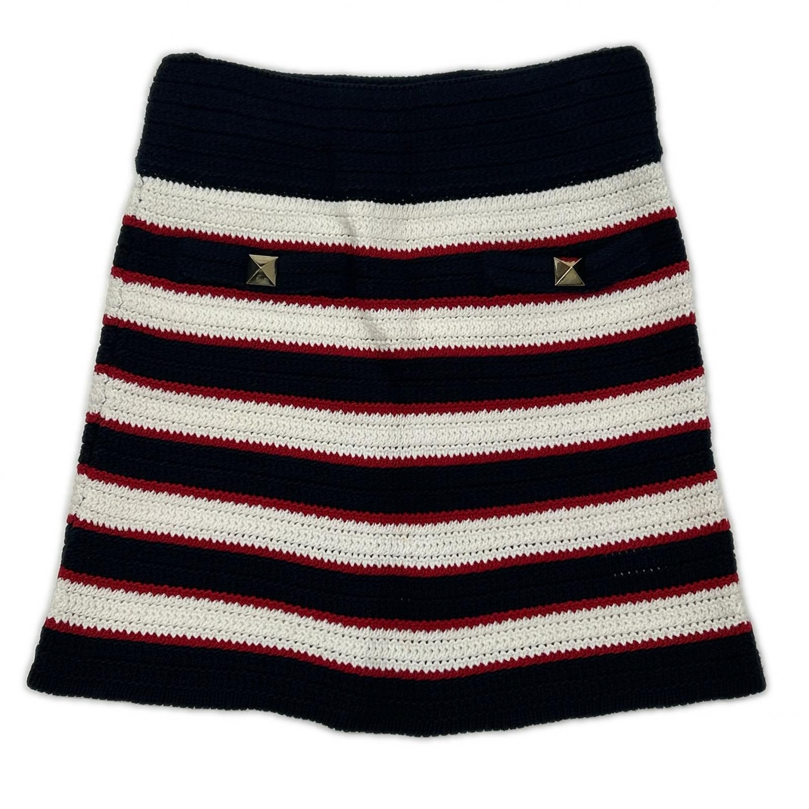 VALENTINO ヴァレンティノ ボーダー ロックスタッズ ニット ミニスカート スカート