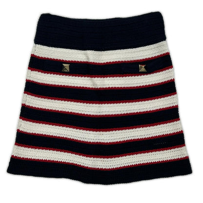 VALENTINO ヴァレンティノ ボーダー ロックスタッズ ニット ミニスカート スカート