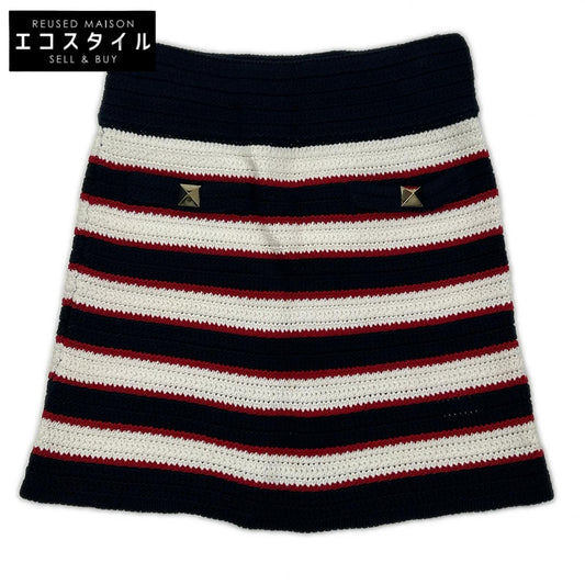 VALENTINO ヴァレンティノ ボーダー ロックスタッズ ニット ミニスカート スカート