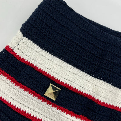 VALENTINO Valentino striped Rockstud knit miniskirt