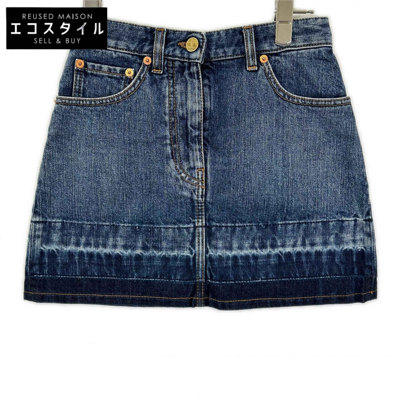 VALENTINO ヴァレンティノ Vロゴ 金具デニムミニスカート スカート
