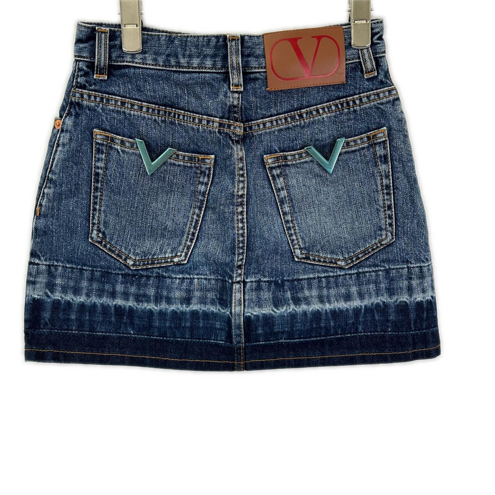 VALENTINO ヴァレンティノ Vロゴ 金具デニムミニスカート スカート