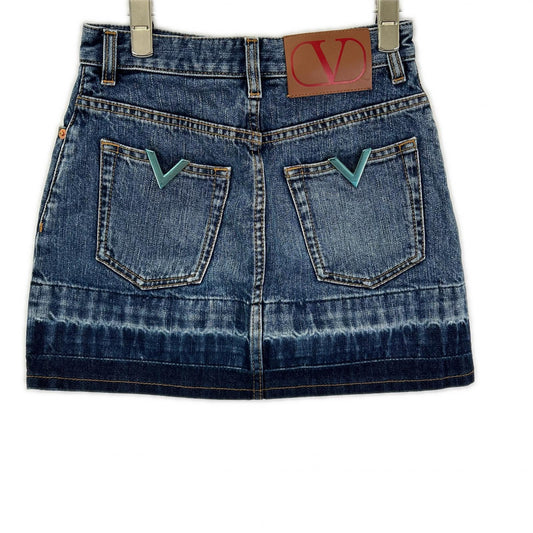 VALENTINO ヴァレンティノ Vロゴ 金具デニムミニスカート スカート