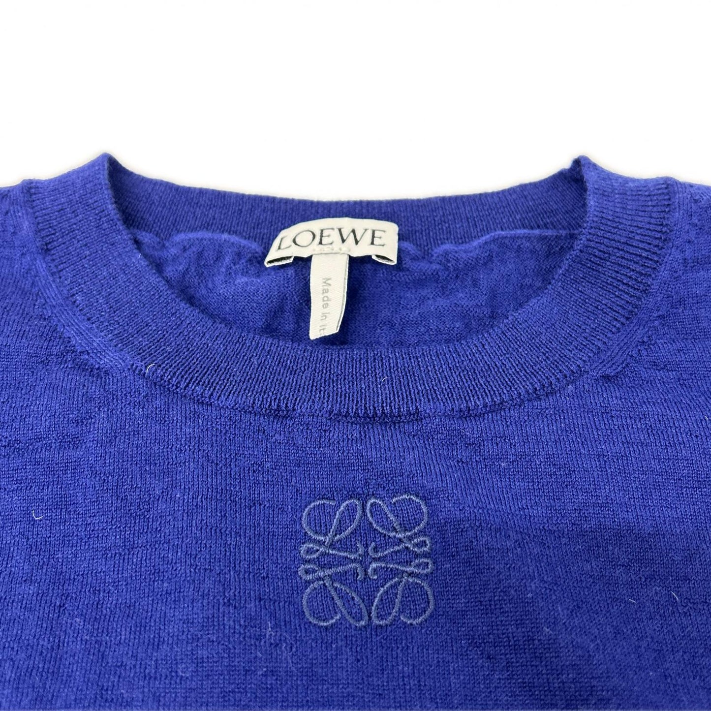 LOEWE ロエベ ネイビー アナグラム 半袖ニット トップス