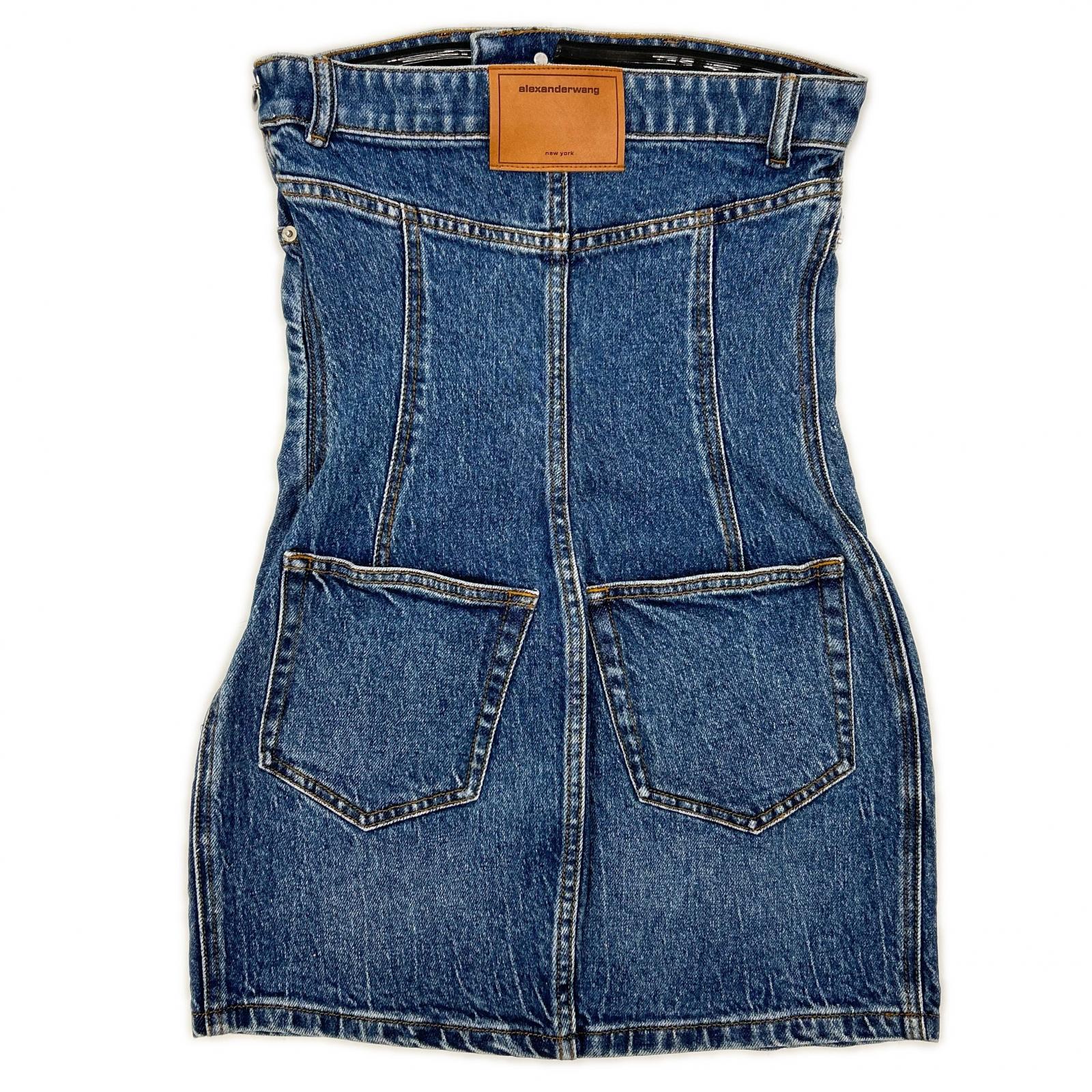 ALEXANDER WANG アレキサンダーワン 4DC3246465 ベアトップ デニム ミニドレス ワンピース ワンピース