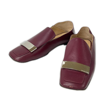 Sergio Rossi セルジオロッシ A77990 SR1 Scarpe Donna ロゴプレート レザー フラット スリッポン シューズ