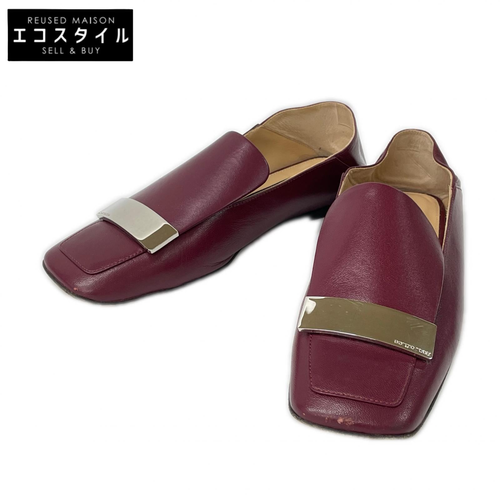 Sergio Rossi セルジオロッシ A77990 SR1 Scarpe Donna ロゴプレート レザー フラット スリッポン シューズ