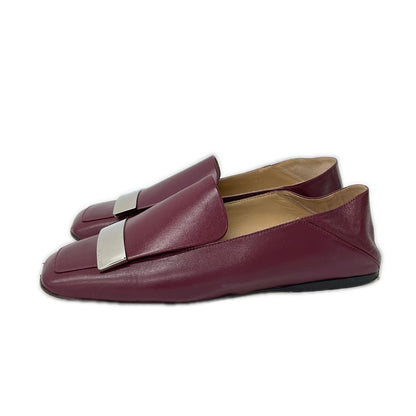 Sergio Rossi セルジオロッシ A77990 SR1 Scarpe Donna ロゴプレート レザー フラット スリッポン シューズ