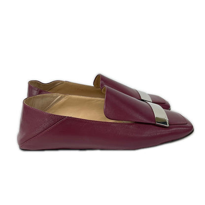Sergio Rossi セルジオロッシ A77990 SR1 Scarpe Donna ロゴプレート レザー フラット スリッポン シューズ