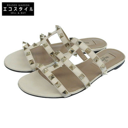VALENTINO ヴァレンティノ ロックスタッズ ストラップ フラットサンダル レディース ライトベージュ 34 シューズ