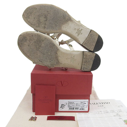 VALENTINO ヴァレンティノ ロックスタッズ ストラップ フラットサンダル レディース ライトベージュ 34 シューズ