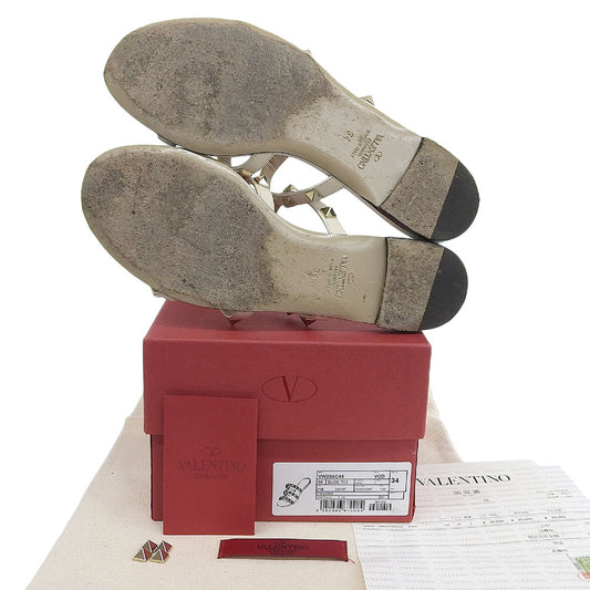VALENTINO ヴァレンティノ ロックスタッズ ストラップ フラットサンダル レディース ライトベージュ 34 シューズ