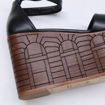 HERMES エルメス 241080Z イリュージョン アンクルストラップ ウェッジソール サンダル シューズ