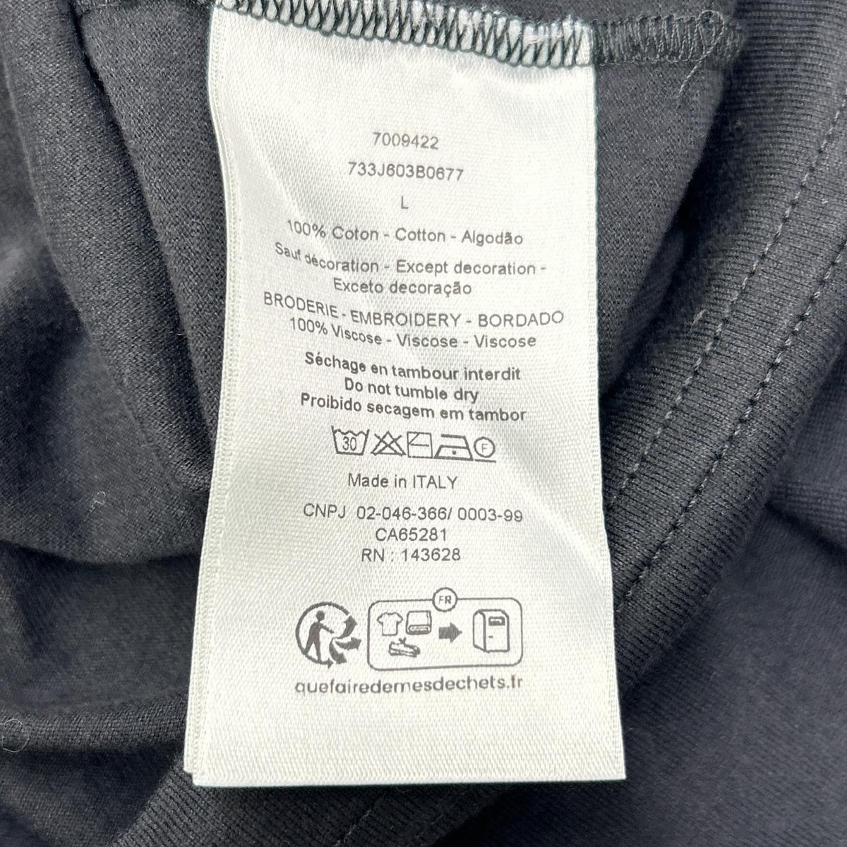DIOR ディオール 733J603B0677 BEE Embroidery Black Crewneck T-Shirt