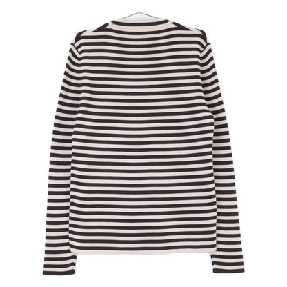 PRADA プラダ 【美品/国内正規/25年製】UMF125 ボーダー ロゴ刺繍 ウール ニットセーター トップス