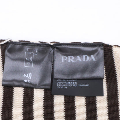 PRADA プラダ 【美品/国内正規/25年製】UMF125 ボーダー ロゴ刺繍 ウール ニットセーター トップス