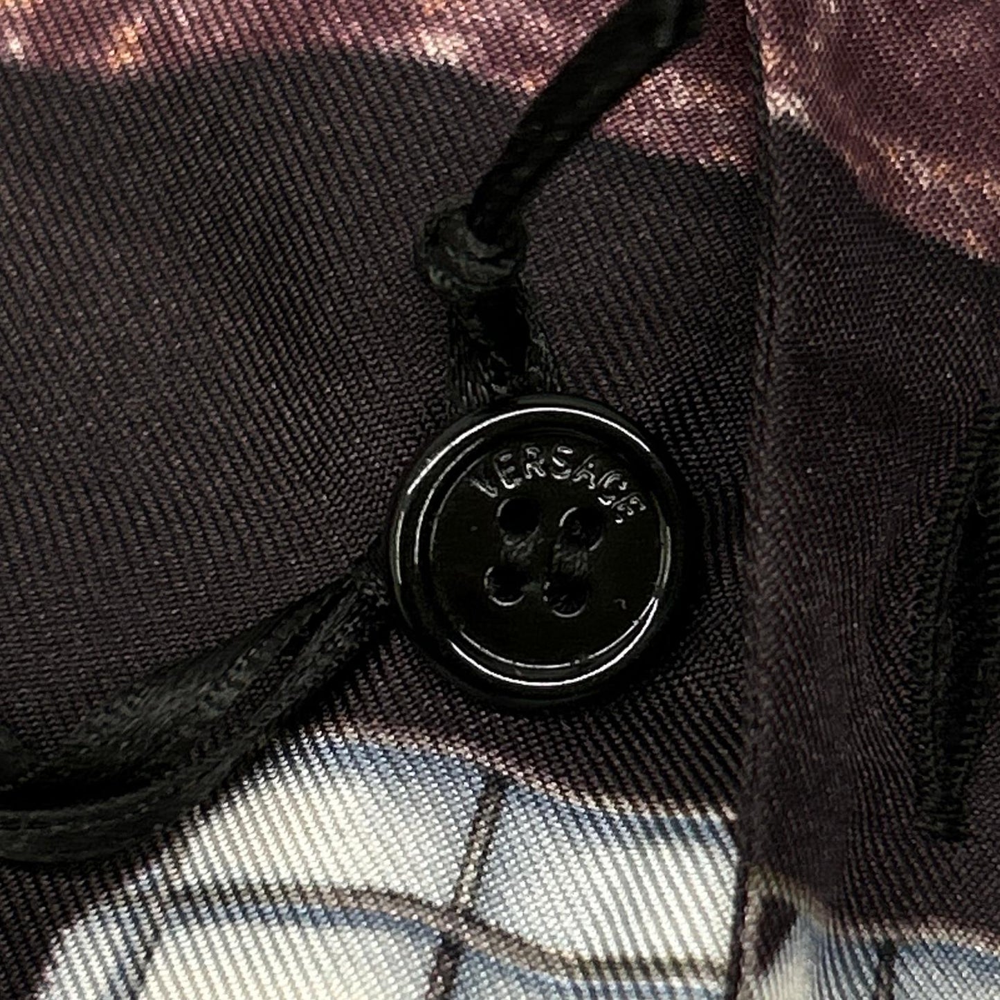 VERSACE ヴェルサーチェ 1003926 1A08752 ロゴプリント シルク オープンカラーシャツ トップス