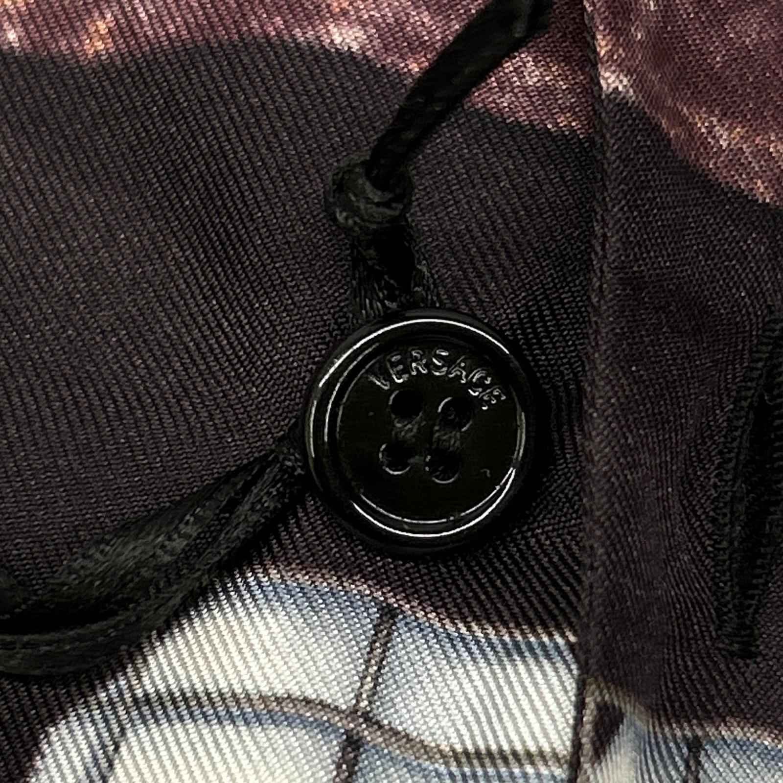 VERSACE ヴェルサーチェ 1003926 1A08752 ロゴプリント シルク オープンカラーシャツ トップス
