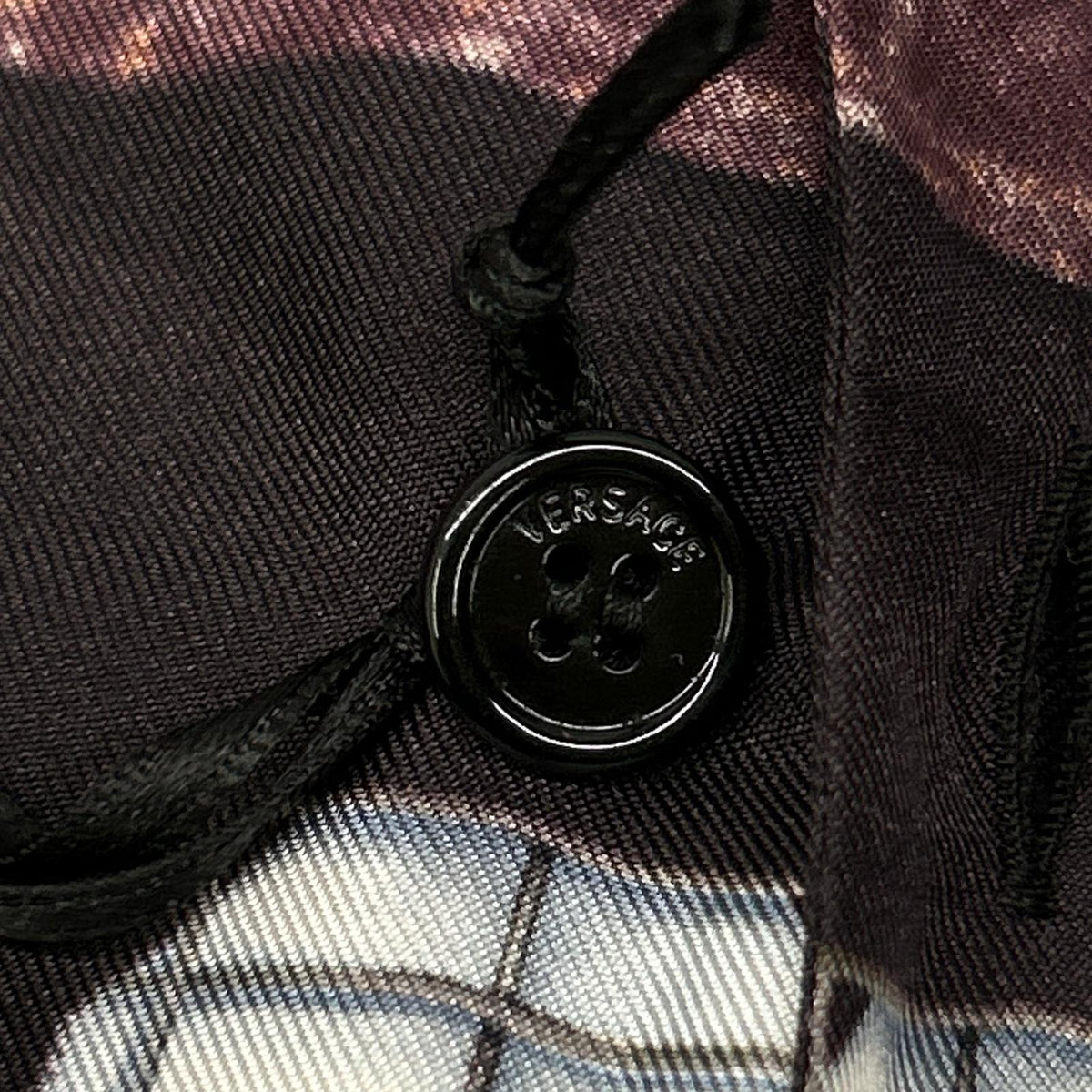 VERSACE ヴェルサーチェ 1003926 1A08752 ロゴプリント シルク オープンカラーシャツ トップス
