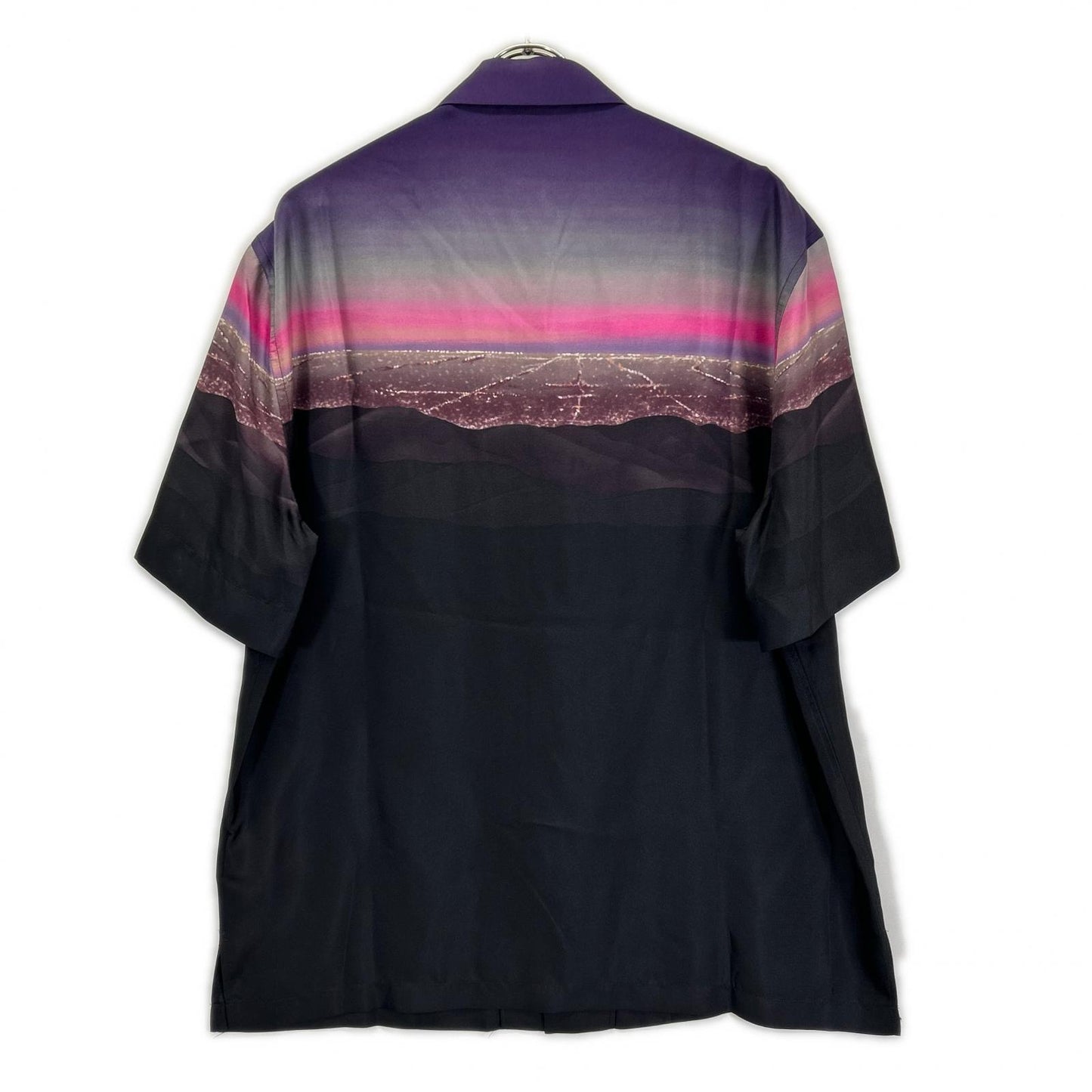 VERSACE ヴェルサーチェ 1003926 1A08752 ロゴプリント シルク オープンカラーシャツ トップス