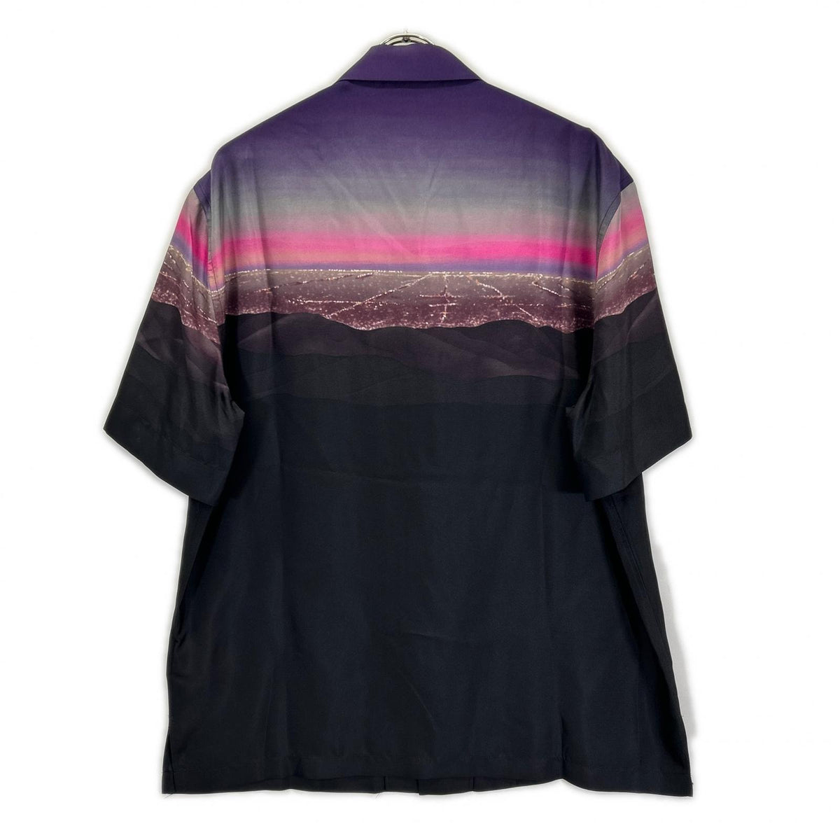 VERSACE ヴェルサーチェ 1003926 1A08752 ロゴプリント シルク オープンカラーシャツ トップス