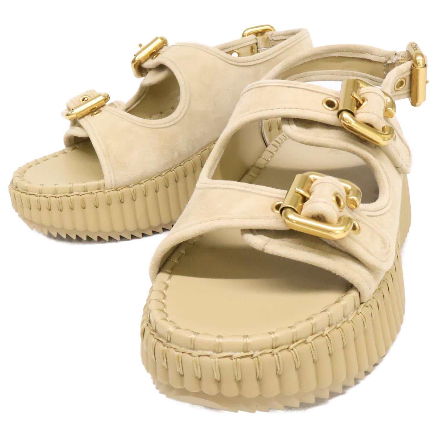 Chloe クロエ 【新品同様】CH26S17KVI81N35W NAMA スエードストラップ ウェッジ サンダル シューズ