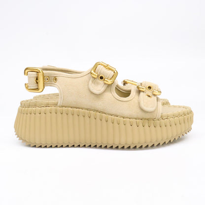 Chloe クロエ 【新品同様】CH26S17KVI81N35W NAMA スエードストラップ ウェッジ サンダル シューズ