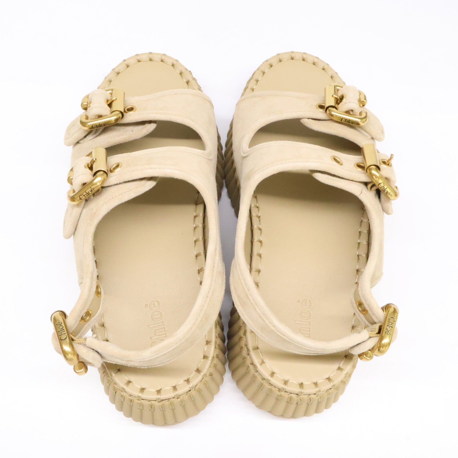Chloe クロエ 【新品同様】CH26S17KVI81N35W NAMA スエードストラップ ウェッジ サンダル シューズ