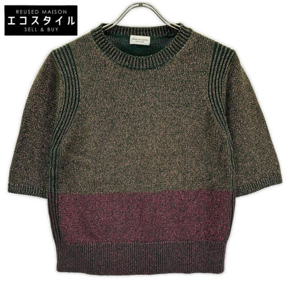DRIES VAN NOTEN ドリスヴァンノッテン 51158-12-021115 グリーン系 ラメニット 半袖カットソー トップス