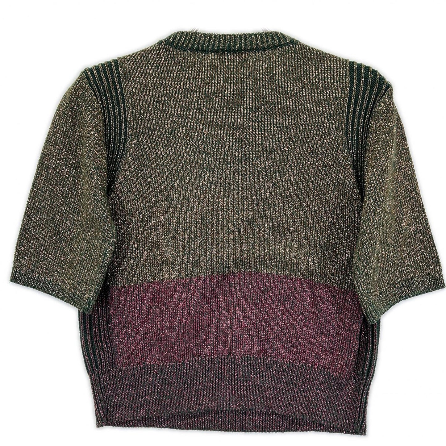 DRIES VAN NOTEN ドリスヴァンノッテン 51158-12-021115 グリーン系 ラメニット 半袖カットソー トップス