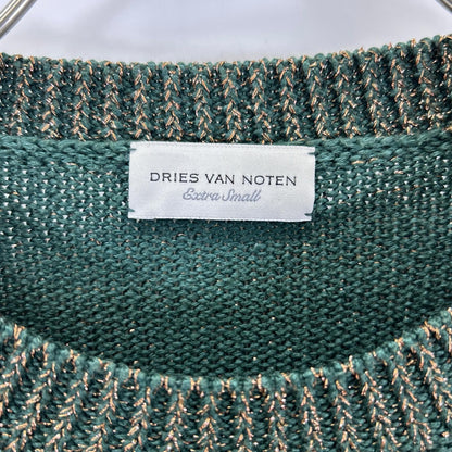 DRIES VAN NOTEN ドリスヴァンノッテン 51158-12-021115 グリーン系 ラメニット 半袖カットソー トップス
