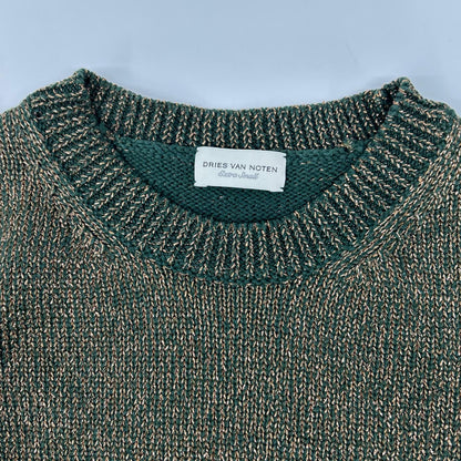 DRIES VAN NOTEN ドリスヴァンノッテン 51158-12-021115 グリーン系 ラメニット 半袖カットソー トップス