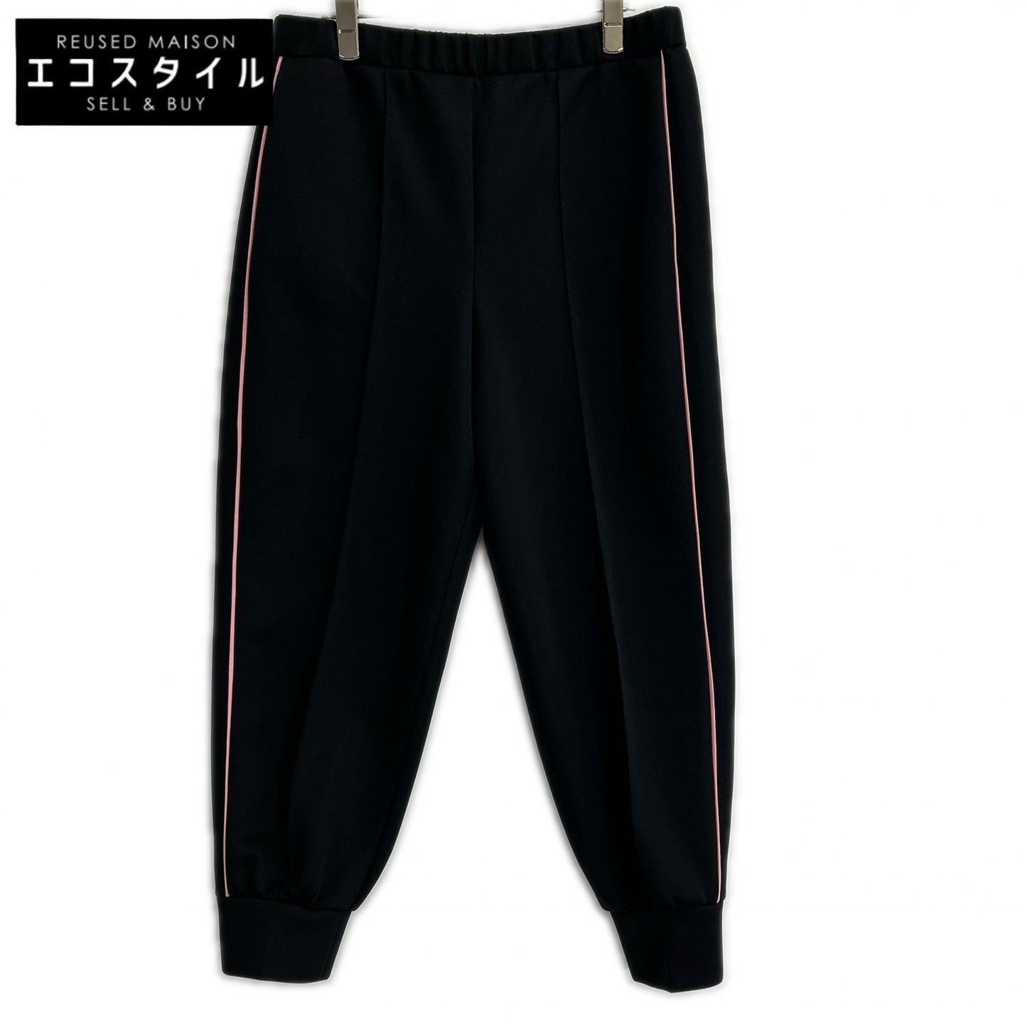 PRADA プラダ 20年製 132338 S202 1X77 ブラック×ピンクライン スウェットパンツ ボトムス