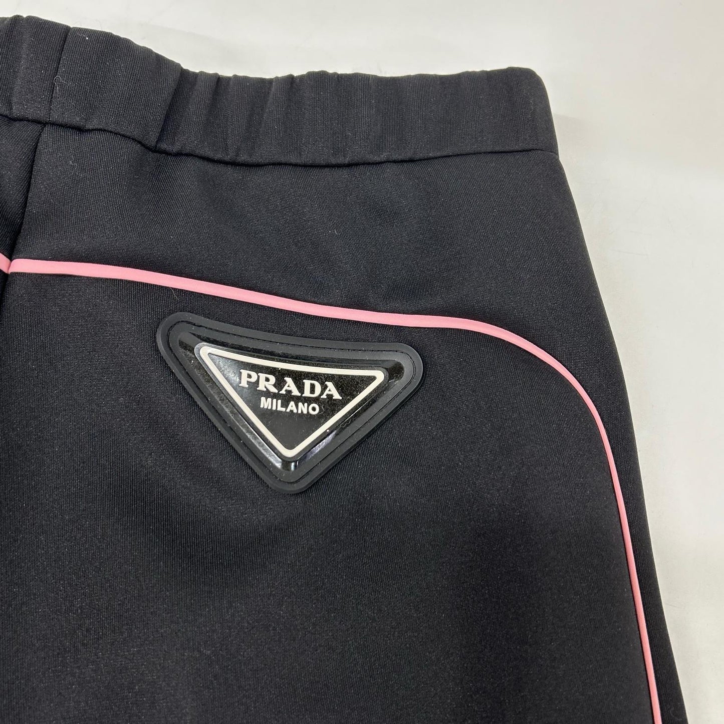 PRADA プラダ 20年製 132338 S202 1X77 ブラック×ピンクライン スウェットパンツ ボトムス