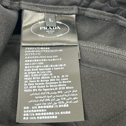 PRADA プラダ 20年製 132338 S202 1X77 ブラック×ピンクライン スウェットパンツ ボトムス